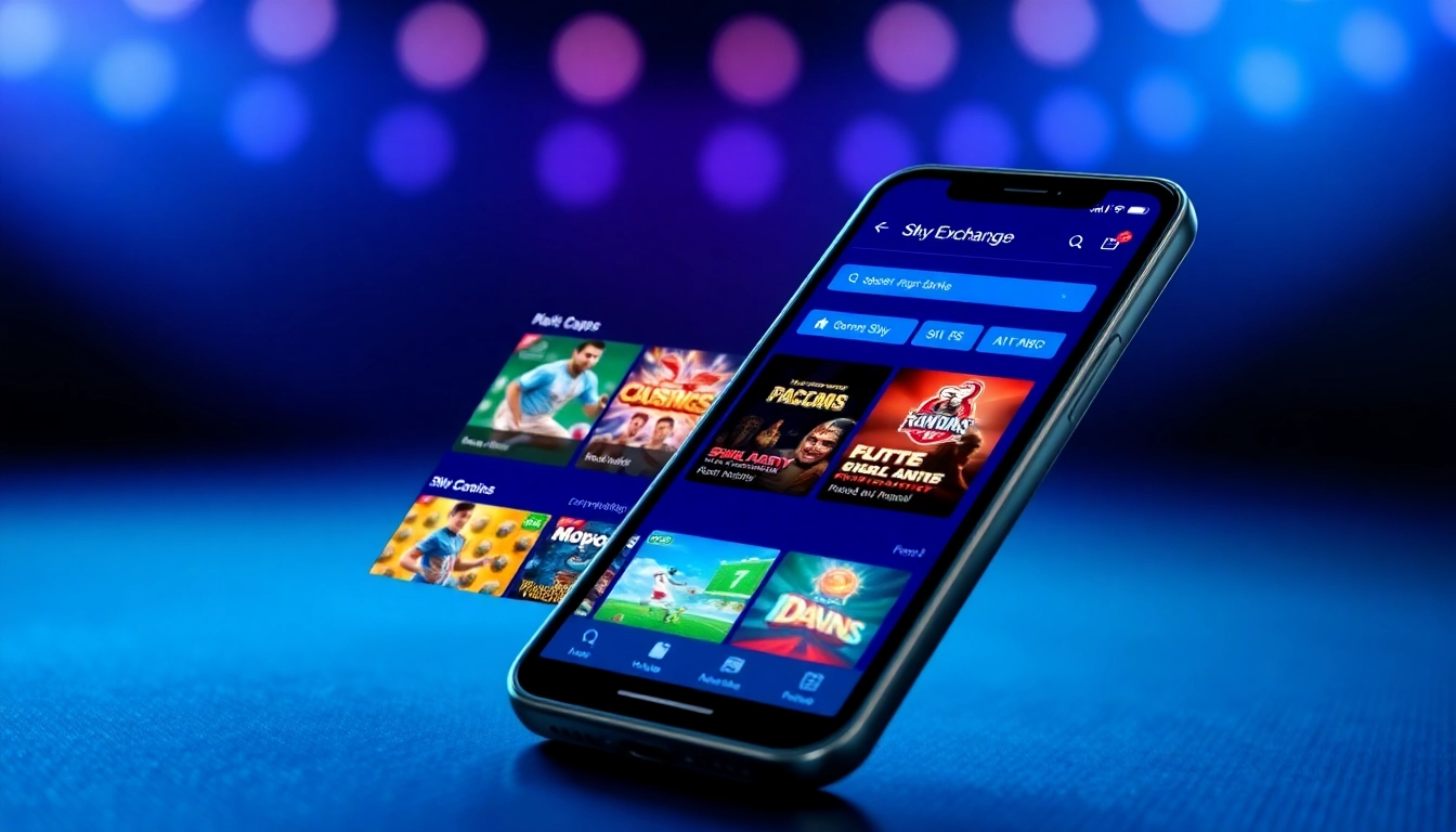 Screenshot of the Sky Exchange App interface demonstrating sports betting and casino games for easy access and entertainment.