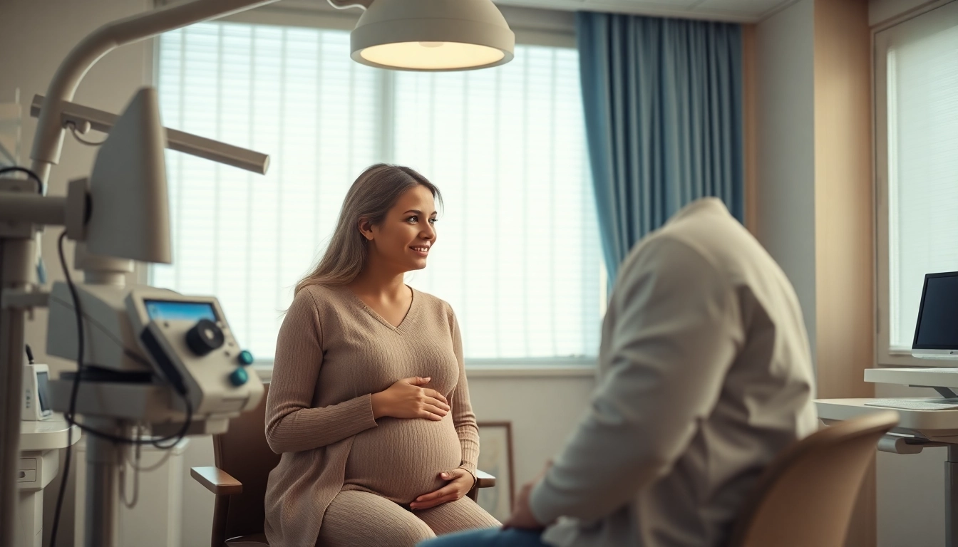 Medical professional explaining fecondazione assistita eterologa options to a patient in a warm
