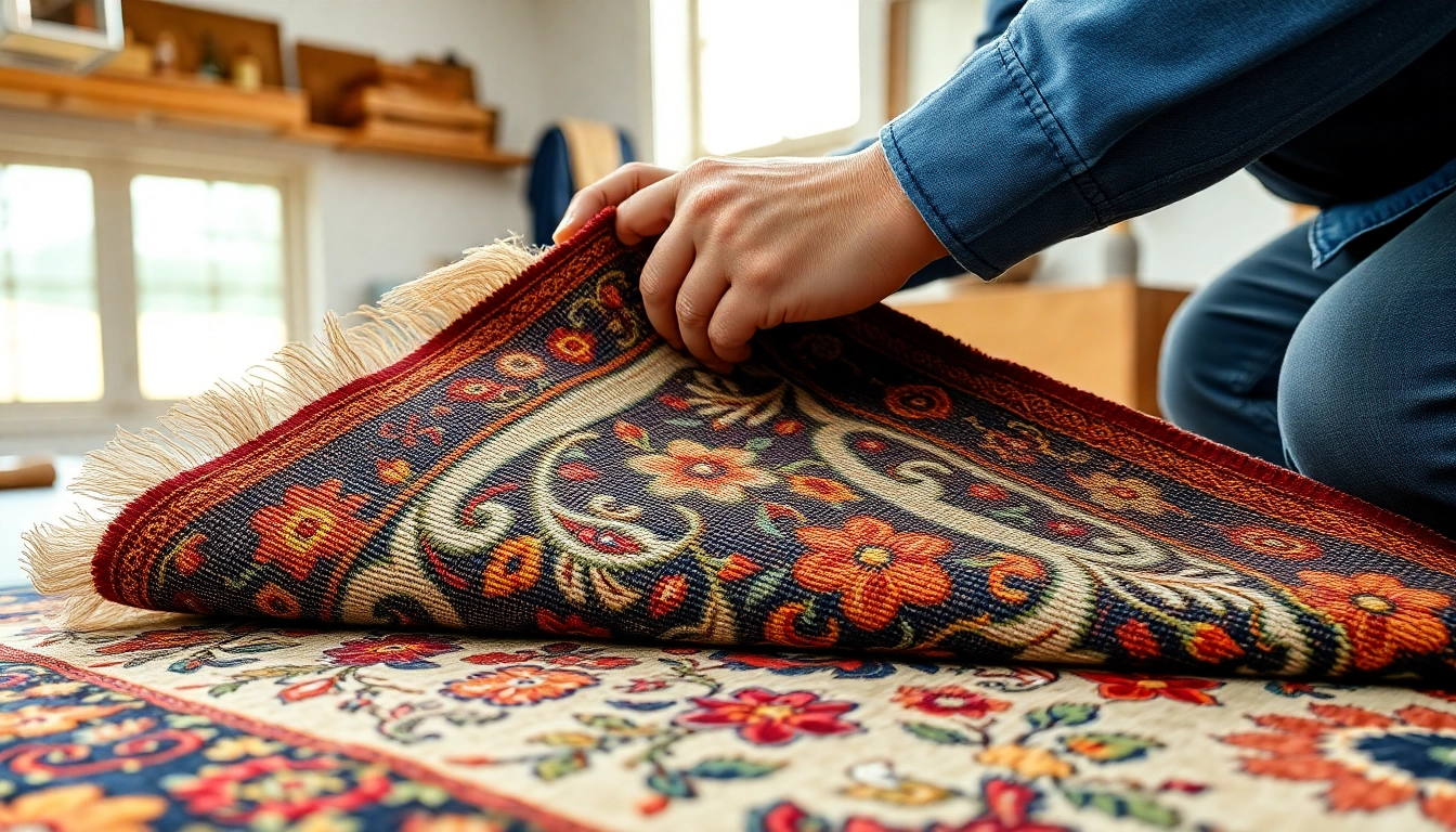 Professional team performing Restauro Tappeti milano with intricate restoration process on an